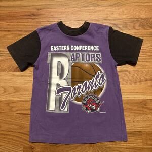 Vintage Toronto Raptors T Shirt Boys Size 7 Purple Single Stitch 90s Youth Kids
